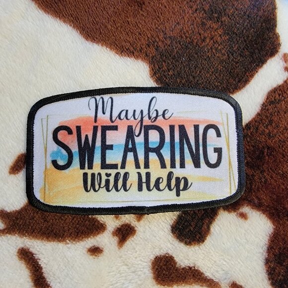 Maybe Swearing Sublimation DYI Fabric Hat Patch Glue Iron On Sew Hat Patch - Picture 3 of 8